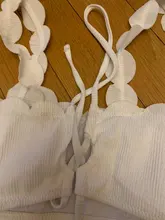 INGAGA-Bikinis de realce para mujer, traje de baño con borde festoneado, bañador de banda Negro, Bikini liso para mujer, ropa de playa 2021