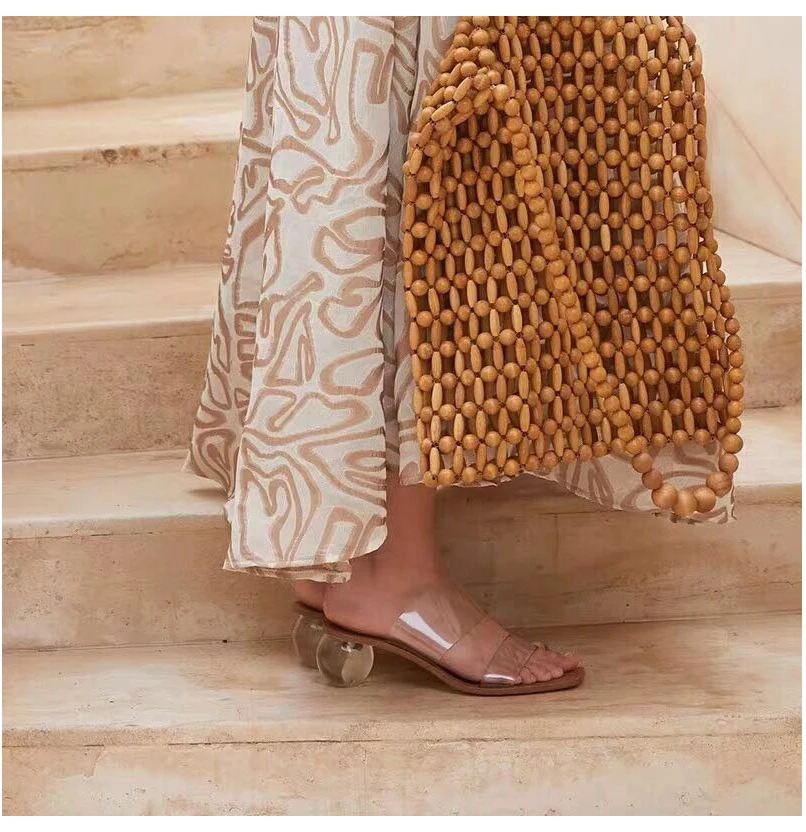 Aneikeh; летние женские шлепанцы с геометрическим каблуком и кристаллами; прозрачные сандалии с квадратным носком из ПВХ; Sandalias Mujer