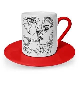 

Personalized Two Fall In Love Design Red Turkish coffee Cup-1