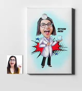 

Personalized Women 'S Dentist Cartoon Canvas Table (50x70 cm.) 2