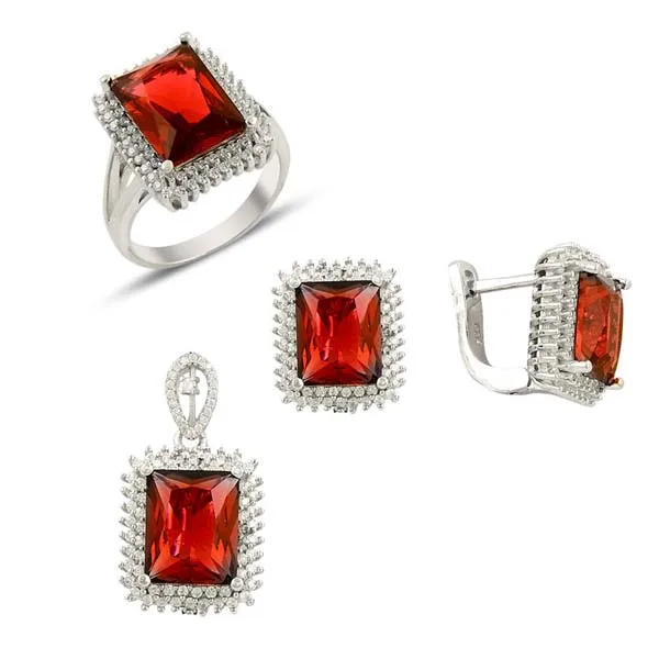 

Silver 925 Sterling Square Cubic Zirconia Zircon Set