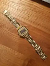 Nuevo Vintage negocios Reloj de oro hombres clásico vestido de las mujeres de acero inoxidable alarma Digital LED Reloj resistente al agua Reloj de pulsera Reloj -20