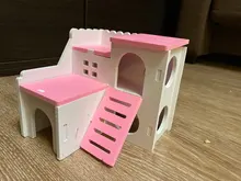 Hamster Hideout Pet-Cage Guinea-Pig Wooden Small Cute for Climbing-Toy Double-Layer