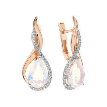 

Silver earrings with cubic zirconia and moonstones sunlight