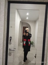 Black Dress Robe Fringes Long-Sleeve 3084 Midi Plus-Size Woman Winter Cute PU Cartoon