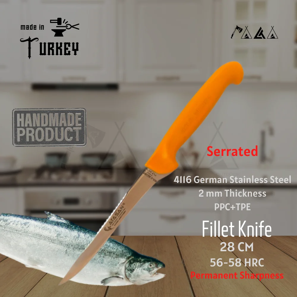 Atasan Gold Series Serrated Fillet Knife Kitchen Knives Handmade High Quality Professional