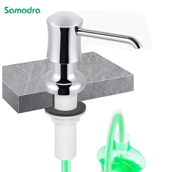เครื่องจ่ายสบู่เหลว Samodra พร้อมหลอดต่ออุปกรณ์ครัวในตัว Chrome เครื่องจ่ายผงซักฟอกสบู่มือสําหรับห้องครัว 1