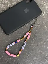 Go2Boho-cadena para la muñeca para mujer, soporte para teléfono, cadenas telefónicas de playa, correa de fruta, arcilla polimérica colorida, cordón de cuentas Heishi