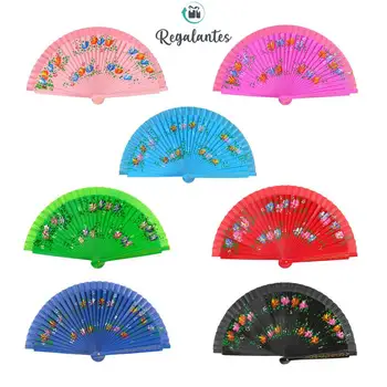 

Gifts, lot of 12 wooden fans with flower design, handcrafted wood, gifts for Women wedding guest detail