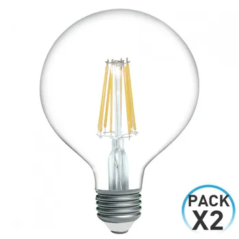

Pack 2 Filament LED Bulbs E27 Balloon 8W Equi.60W 806lm 3000K 15000H 7hSevenOn