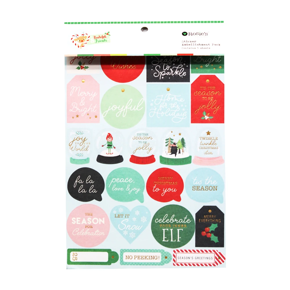 

CRZCrafter Paper Stickers Embellishments Foil Christmas Design For Scrapbooking Cardmaking Journal Self Adhesive Pack Decoration