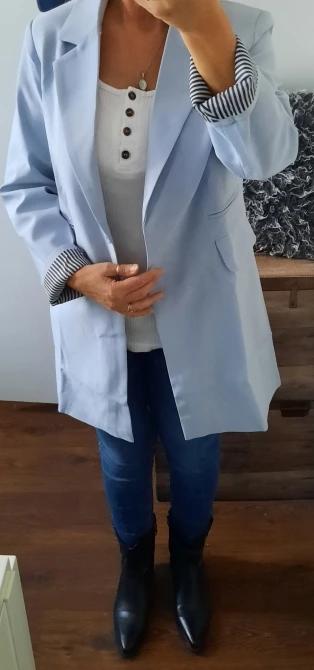 HanOrange Single One Button Autumn 2017 Slim Women Long Blazer Jacket Gray/Green/Black 3XL Plus Size reviews №2 193865
