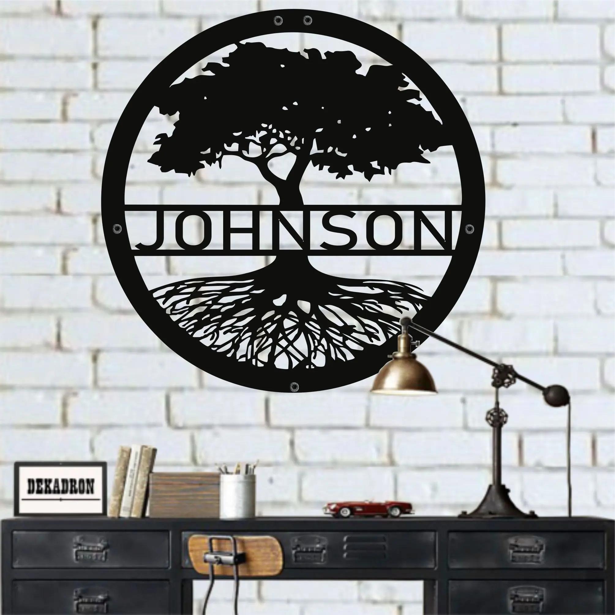 Металлическое настенное искусство персонализированное семейное дерево дерева