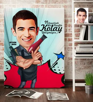 

Personalized Men 'S Barber Cartoon Canvas Table (70x100 cm.) 1