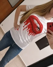 Black T-Shirt Tops Lips-Print Streetwear Leopard Female Harajuku Women Femme Summer ZOGANKIN