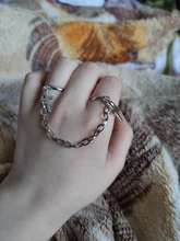 Punk Hip-Hop Cruz anillo de plata Chapado en Color Retro Cadena de dedo anillo de joyería ajustable regalo para Unisex anillo partido anillos