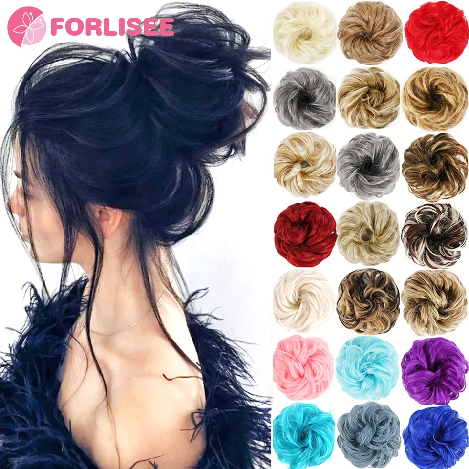 

Synthetic Hair Bun Extensions Messy Curly Elastic Hair Scrunchies Hairpieces Synthetic Chignon Donut Updo Hair Pieces for Women