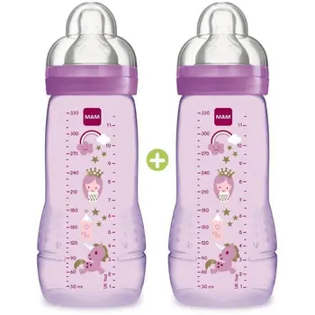 

Baby bottle colorful MAM Easy Active 2nd Years-330ml-from 6 months-Flow Nipple X-Set of 2-Girl