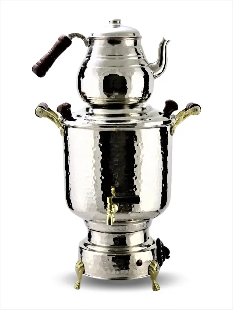 SONAYCOPPER English Straight Model Samovar Forged Copper Handmade Thermostat 4 lt Capacity Copper Samovar