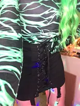 Black Skirt Clubwear Lace-Up Sexy Gothic-Style High-Waist Fashion Women Jiezuofang Female