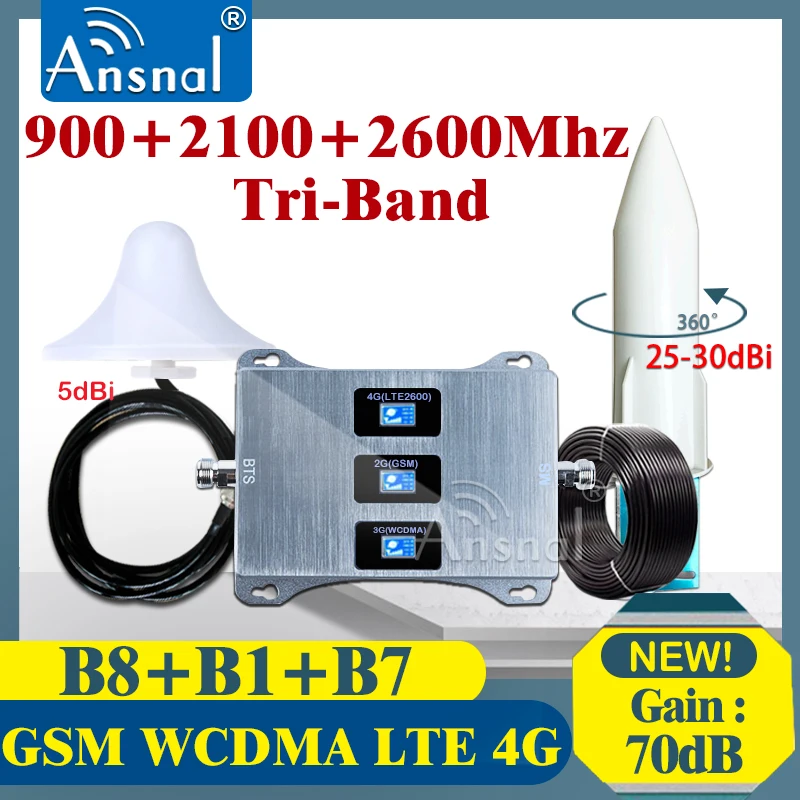 4G Cellular Amplifier 900 2100 2600Mhz Tri-Band