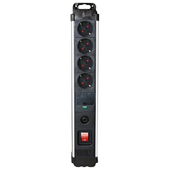 

4-socket plugboard with power switch Silver Electronics 3680W Black