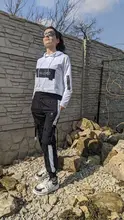 2021 primavera otoño mujer Streetwear carga sueltos pantalones de cintura alta pantalón de mujer 2 pieza Top de manga larga con pantalones Casuales