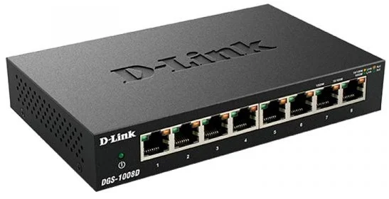 D-Link DGS-1008D/K2A L2 Unmanaged Switch with 8 10/100/1000Base-T ports.8K Mac address Auto-sensing 802.3x Flow Control Stan |