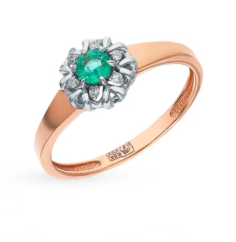 

Gold ring with emeralds and diamonds sunlight sample 585