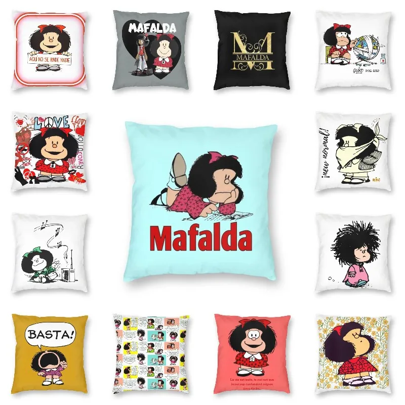 

Vibrant Mafalda Manga Square Throw Pillow Case Home Decorative 3D Double-sided Printing Argentina Cartoon Cushion Cover for Car