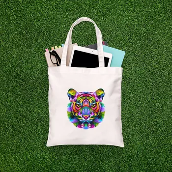 

Angemiel Bag Color Burst Tiger Portrait Shopping Beach Tote Bag