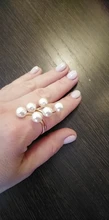 Anillo chapado en oro para mujer, elegante perla de imitación, anillos de apertura ajustables