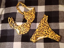 Bikini brasileño de dos piezas para mujer, traje de baño de dos piezas con estampado de leopardo, cintura alta, estilo vendaje, 2021