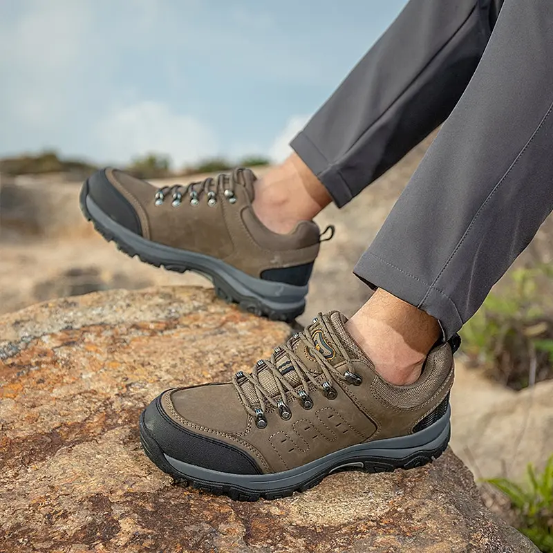 GOLDEN CAMEL Men Hiking Waterproof Outdoor Leather Sneakers Military Tactical Boots Autumn