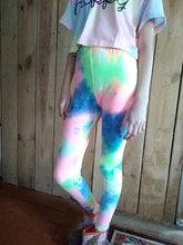 Pantalones de primavera y verano para niños, mallas coloridos fluorescentes con estampado de Color para niñas, pantalones ajustados elásticos suaves