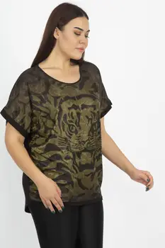 

Sans Textile Women 'S Khaki Stone Detail Viscose Tunic 65 N16118