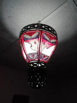 

Moroccan Chandelier Lamp Lantern Leather Iron Henne Oriental Ethnic 1220