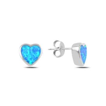 

Teleplus Opal Stone Heart Earrings 925 Sterling Silver