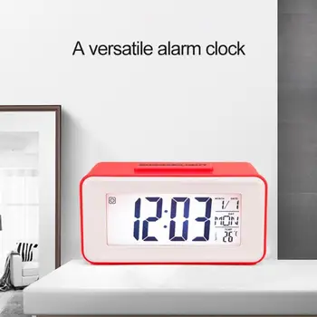 

Mini Home Table Alarm Clock Snooze Intelligent Sound Control Backlight Electronic Digital Desktop Clock With Calendar Display