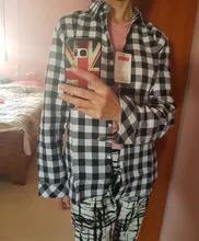 Plaid Shirt Outerwear Top Cotton Blouse Long-Sleeve Slim Female Autumn Winter And