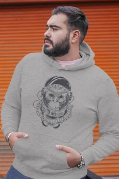 

Angemiel Wear Astronot Monkey Gray Men 'S Hooded Sweatshirt