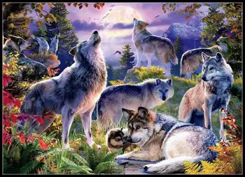 

Embroidery Counted Cross Stitch Kits Needlework - Crafts 14 ct DMC DIY Arts Handmade Decor - Wolf Pack