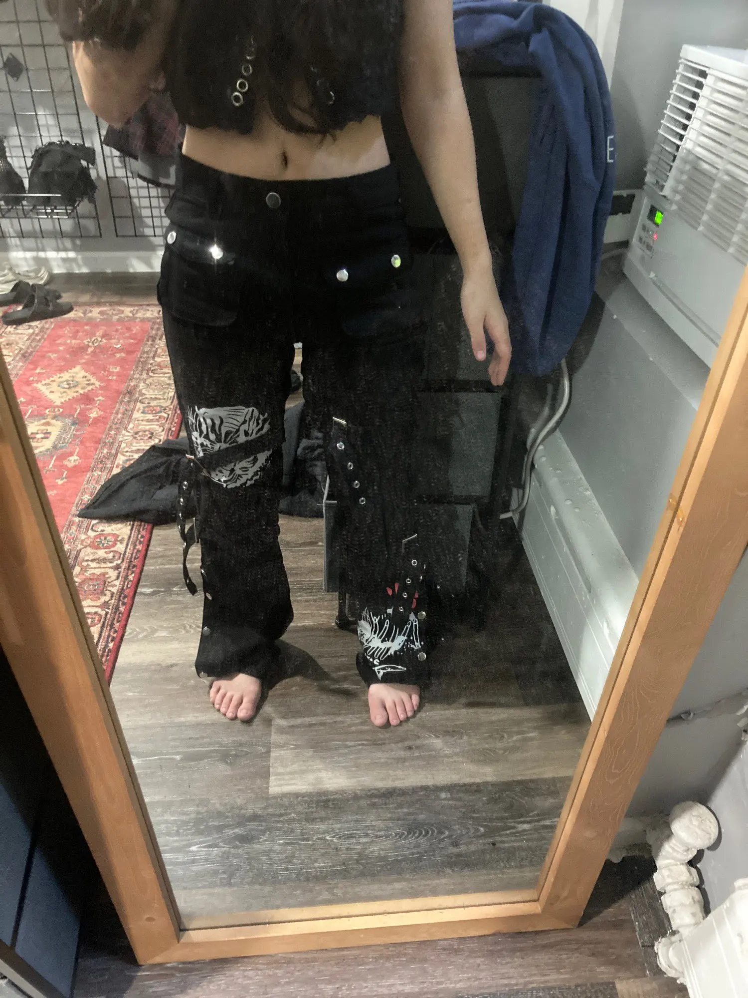 Punk Grunge Gothic Pants with Graffiti and Straps photo review
