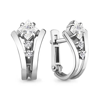 

Aquamarine earrings with cubic zirconia, 925 sterling silver