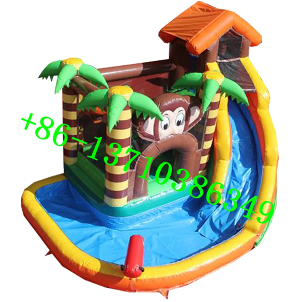 

Newly designed commercial monkey bouncy castle trampoline jumper water slide bounce house combination