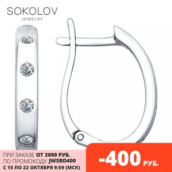 

Drop Earrings with stones SOKOLOV from silver with cubic zirkonia fashion jewelry 925 women's male, long earrings