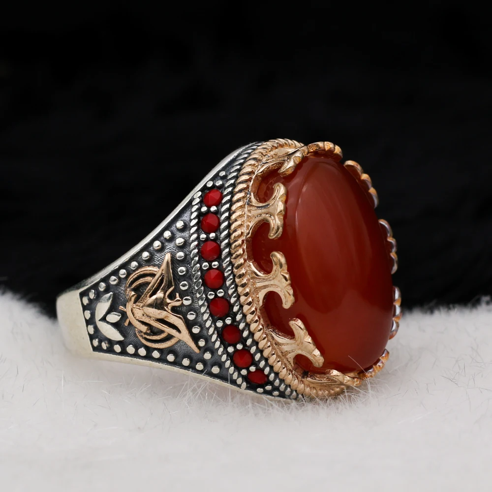 Original Yemeni Aqeeq Agate Stone Men Ring, Best Jewelry Gift, Handmade Men  Ring, 925 Sterling Silver Ring, Stone Men's Ring, Gift for him (Style 1,  5)|Amazon.com