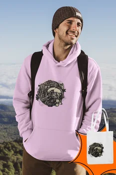 

Angemiel Wear Hours Wrapped Skeleton Man Pink Male Hooded Sweatshirt Bags Kombin