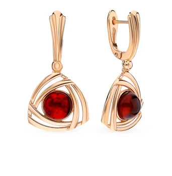 

Silver earrings with amber sunlight sample 925