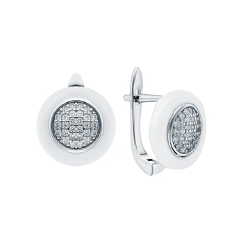 

Silver earrings with ceramics and cubic zirconia sunlight sample 925 test
